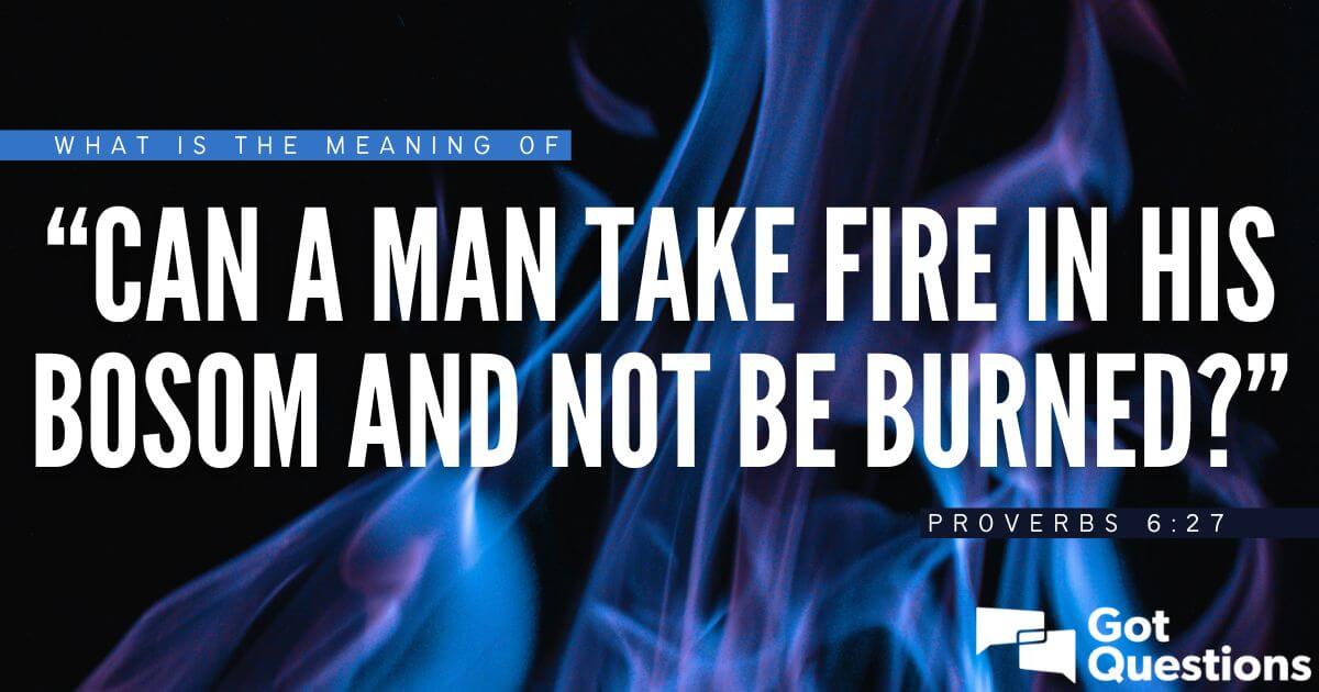 What is the meaning of “Can a man take fire in his bosom and not be  burned?” (Proverbs 6:27)?